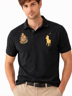 Polo Ralph Lauren ($165) Big Pony Crest Shirt Black Gold Short Sleeve Men’s SM
